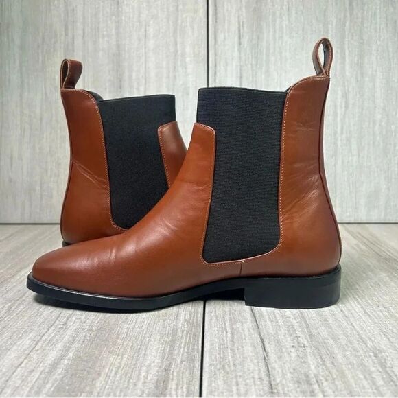 Everlane Chestnut Brown Square Toe Chelsea Boot Italian Leather Womens Size 5.5 - Picture 2 of 10